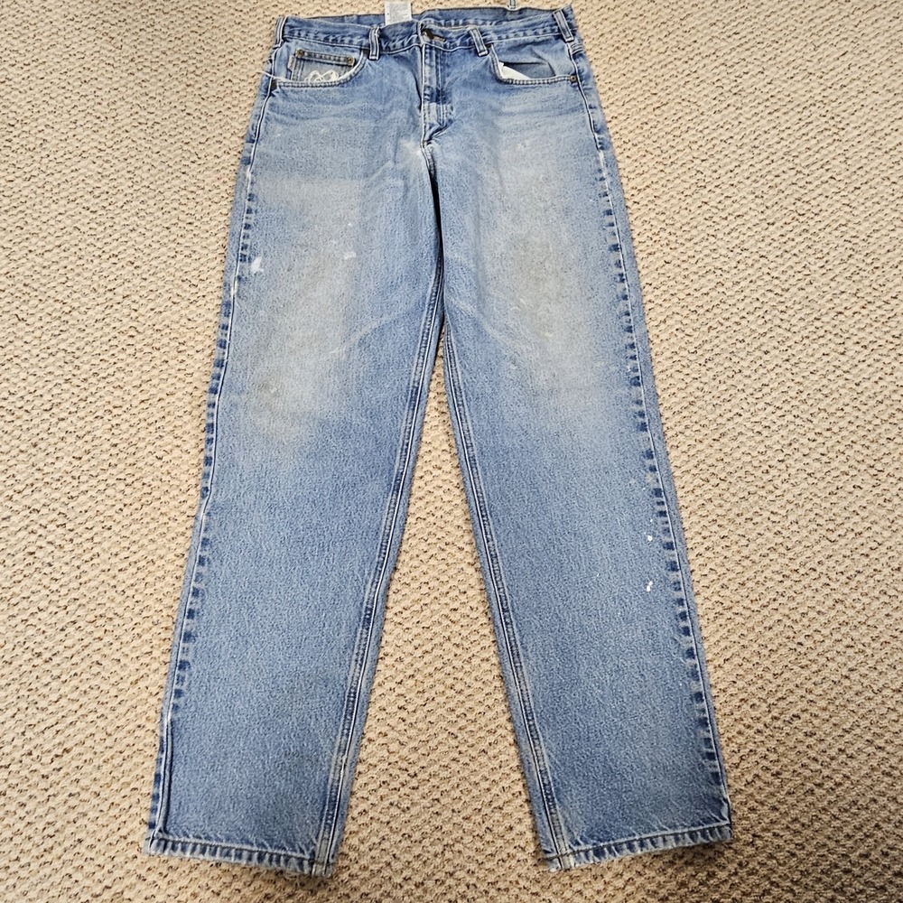 Carhartt B17 STW Relaxed Fit Jeans 36x34‎ Light Wash 100% Cotton USA Workwear